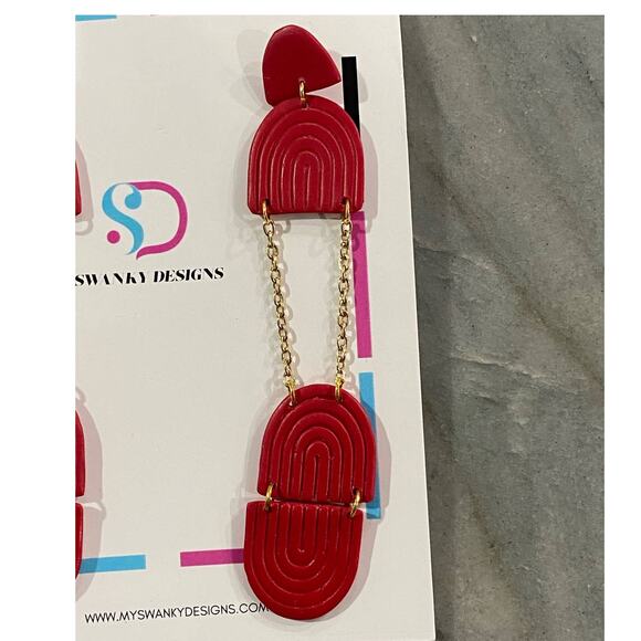 Swanky Designs Chained Up Dangle Earrings - Picture 2 of 6